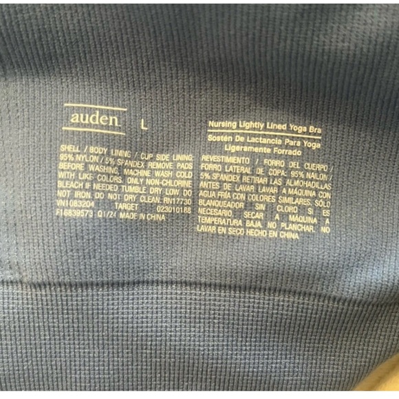 Auden Nursing Bra Bralette Womens Large Wireless Ribbed Racerback Blue - Picture 5 of 9